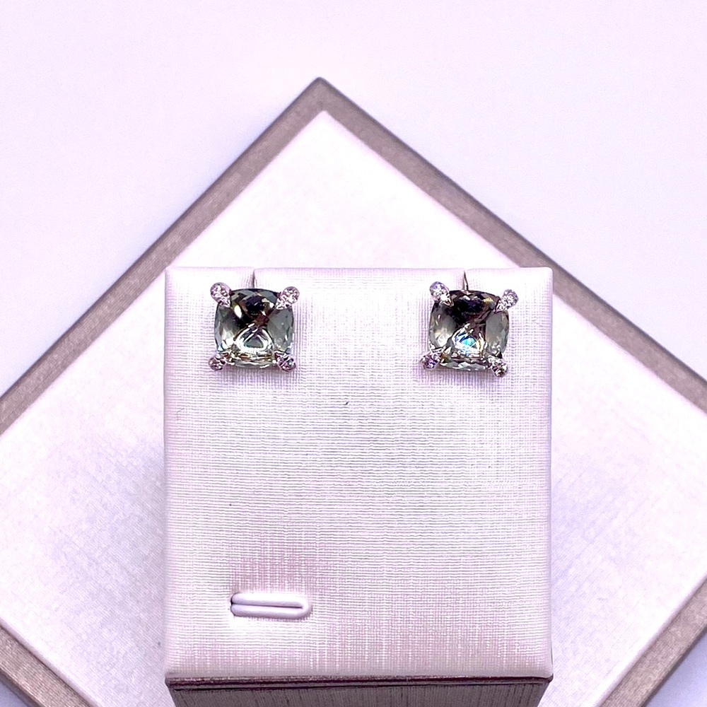 David Yurman Large Chatelaine Prasiolite Earrings